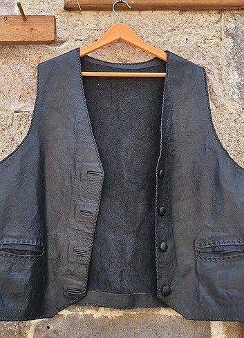 American Vintage Vintage Bohem Stil Hakiki Deri Erkek Yelek