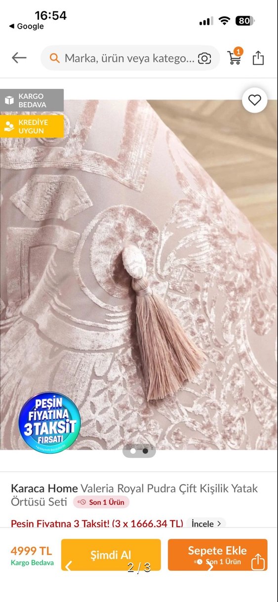 Karaca Home Valeria Royal Pudra Çift Kişilik Nevresim Takımı - Görsel 2