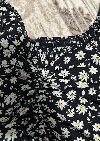 Siyah Çiçek Desenli Mini Elbise - Görsel 3
