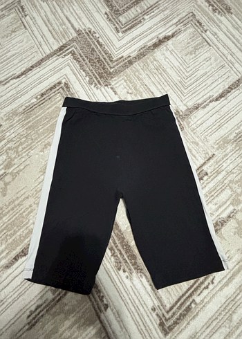 Siyah Yan Şeritli Mini Biker Şort - Görsel 2