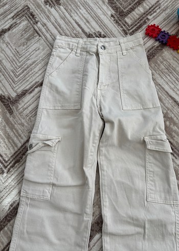 Kadın bej Pamuklu Kot Pantolon - Görsel 2