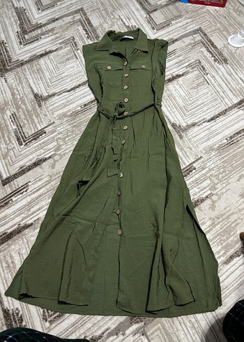 Haki Kolsuz Uzun Elbise - Görsel 2