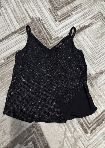 Kadın Siyah Parlak V Yaka Mini Atlet - Görsel 2