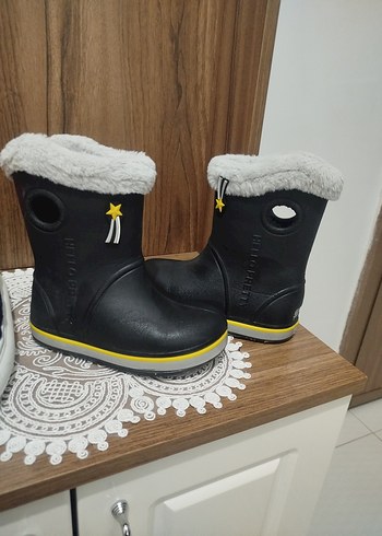 33 Beden Siyah Gri Kürklü Çocuk Botu