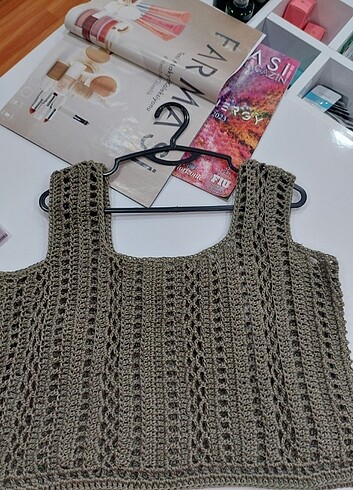 Zara Haki el örgüsü crop bluz 