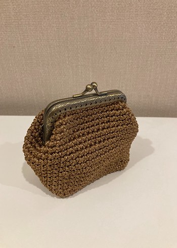 Kahverengi Örgü Kadın Clutch Çanta