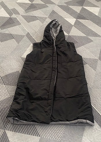 Gri Kapüşonlu Kadın Yelek - Görsel 2