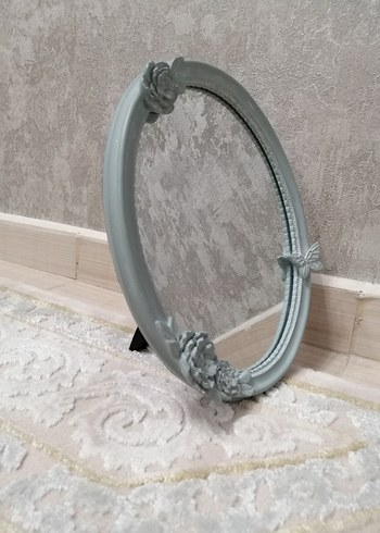 Madame Coco Mavi Çiçek Detaylı Oval Ayna
