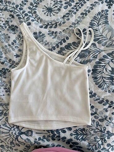 xs Beden beyaz Renk Askılı tek kollu crop
