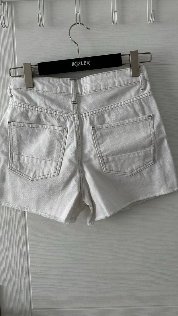 Koton 34 Beden Beyaz Kadın Mini Denim Şort - Görsel 2