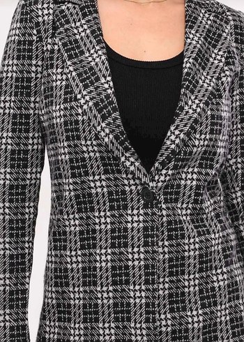 Gri Ekose Kadın Blazer Ceket - Görsel 2