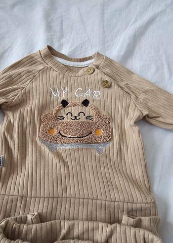 Düğmeli Kahverengi Bebek Takımı - Görsel 6