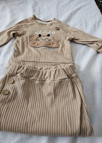 Düğmeli Kahverengi Bebek Takımı - Görsel 5