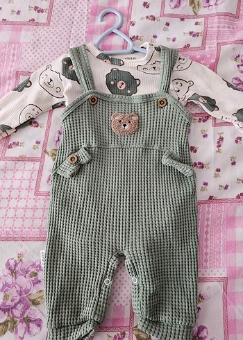 Çocuk Gri Örgü Salopet - Görsel 5