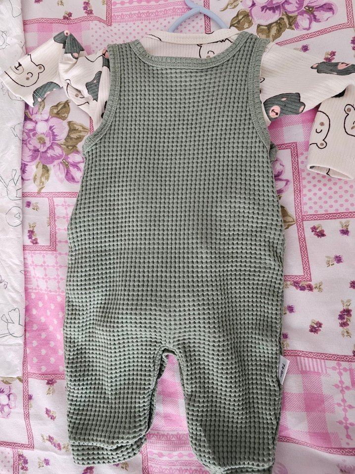 Çocuk Gri Örgü Salopet - Görsel 2