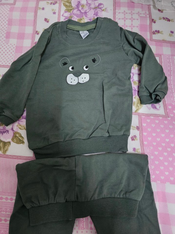 Gri Erkek Bebek Düğmeli Sweatshirt - Görsel 2