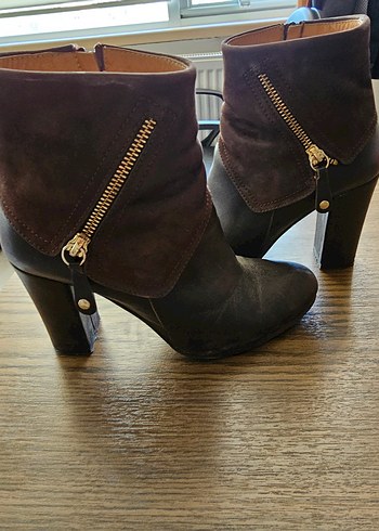 Kahverengi Süet Tokalı Yüksek Topuklu Bot - Görsel 5