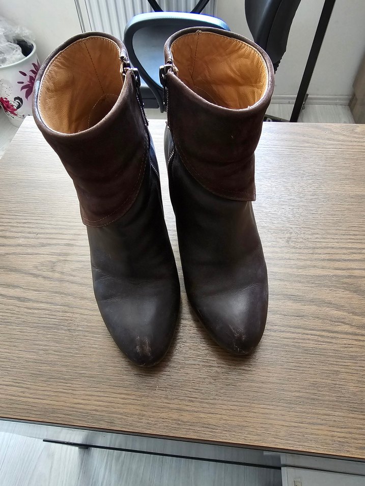 Kahverengi Süet Tokalı Yüksek Topuklu Bot - Görsel 2