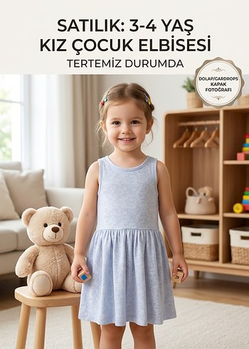 Diğer Acik Mavi Desenli Kolsuz Kiz Elbisesi