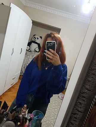 Saks mavisi oversize kazak
