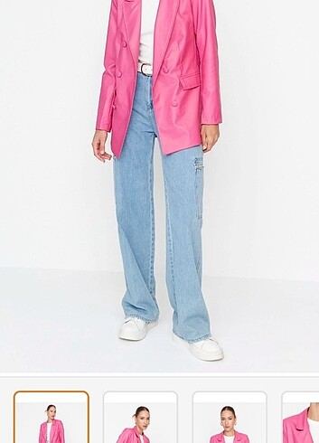 Zara FUŞYA PEMBE SUNİ DERİ KRUVAZE CEKET