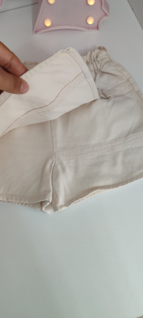 Bej Keten Rahat Kesim Kız Etekli şort lc waikiki - Görsel 4