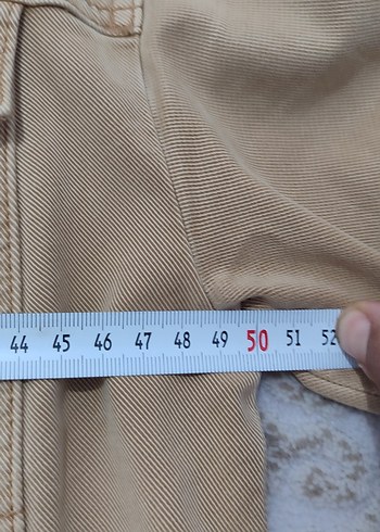 Bej Kadın Kot Ceket, Kemerli, Rahat Kesim - Görsel 6