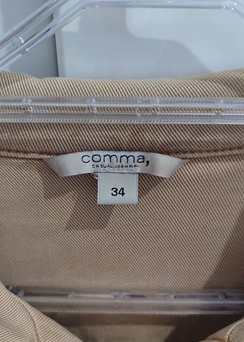 Bej Kadın Kot Ceket, Kemerli, Rahat Kesim - Görsel 4