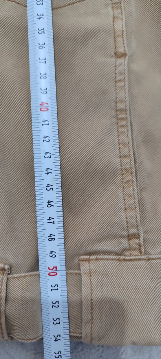 Bej Kadın Kot Ceket, Kemerli, Rahat Kesim - Görsel 5