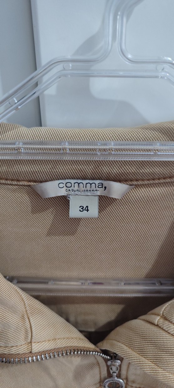 Bej Kadın Kot Ceket, Kemerli, Rahat Kesim - Görsel 4