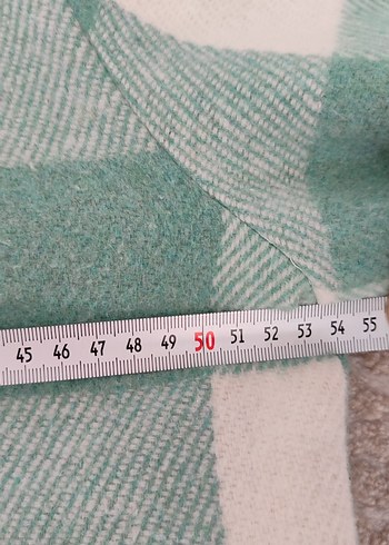 Turkuaz Ekose Düğmeli Kadın kalın mevsimlik mont - Görsel 6