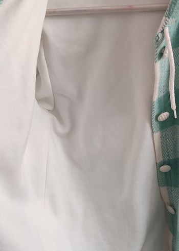 Turkuaz Ekose Düğmeli Kadın kalın mevsimlik mont - Görsel 4