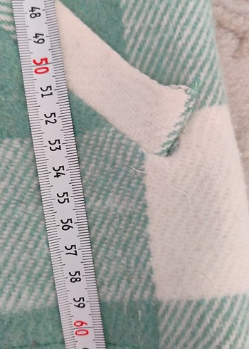 Turkuaz Ekose Düğmeli Kadın kalın mevsimlik mont - Görsel 7