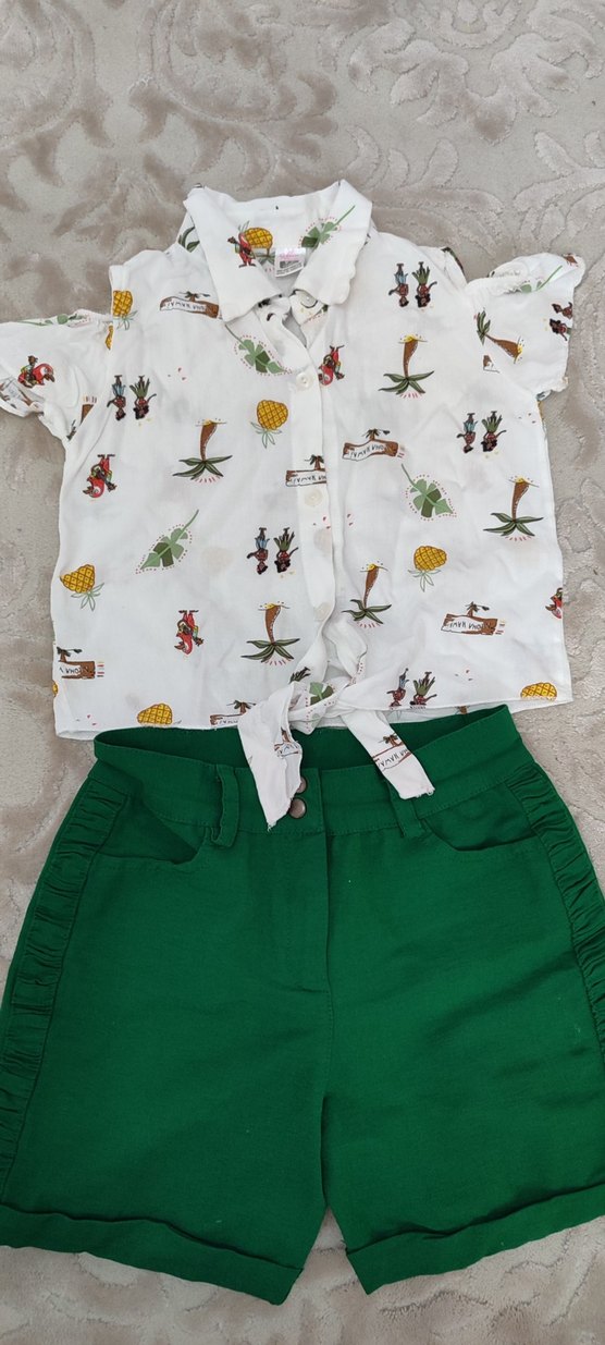pamuklu şort gömlek takım çok iyi durumda - Görsel 2