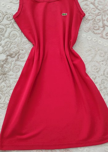 Kırmızı Lacoste  Düz Spor Kolsuz Kadın Elbise orjinal değildie - Görsel 5