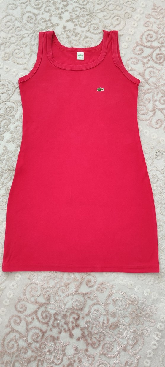 Kırmızı Lacoste  Düz Spor Kolsuz Kadın Elbise orjinal değildie - Görsel 2