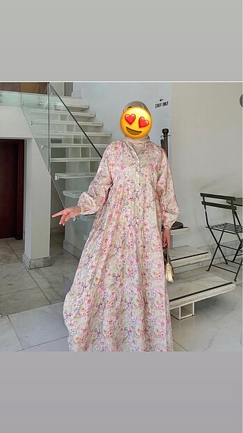 m Beden Bloom desenli elbise