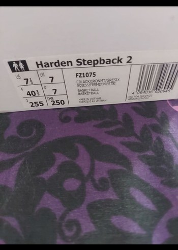 40 Beden siyah Renk Adidas Harden Stepback 2 Siyah Basketbol Ayakkabısı