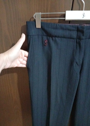 40 Beden lacivert Renk Lacivert Pilili Kadın Denim Kumaş Pantolon