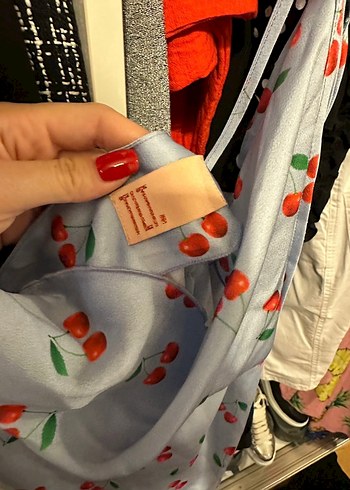 Mavi Bağlamalı İnce Askılı Mini Elbise - Görsel 3