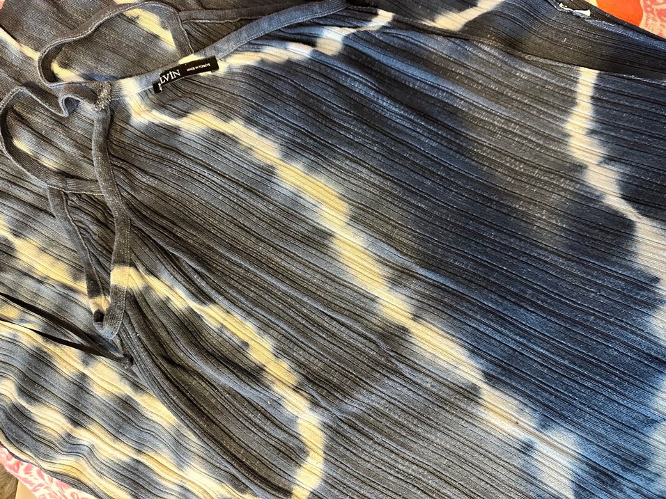 Lacivert Batik Desenli Uzun Bohem Elbise - Görsel 4