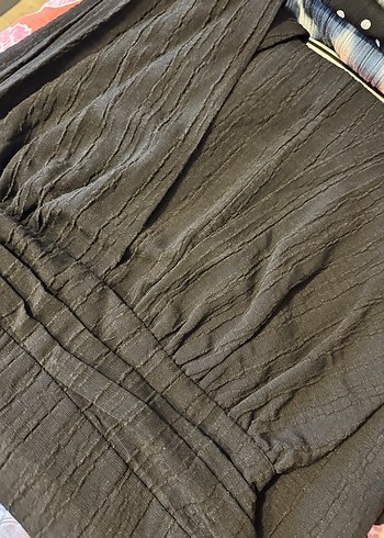 Siyah V Yaka Uzun Drapeli Elbise - Görsel 5