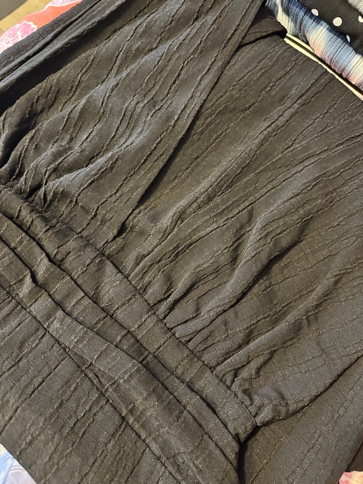 Siyah V Yaka Uzun Drapeli Elbise - Görsel 5