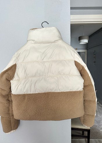 Bej Kadın Midi Kış Montu, Kürk Detaylı - Görsel 2