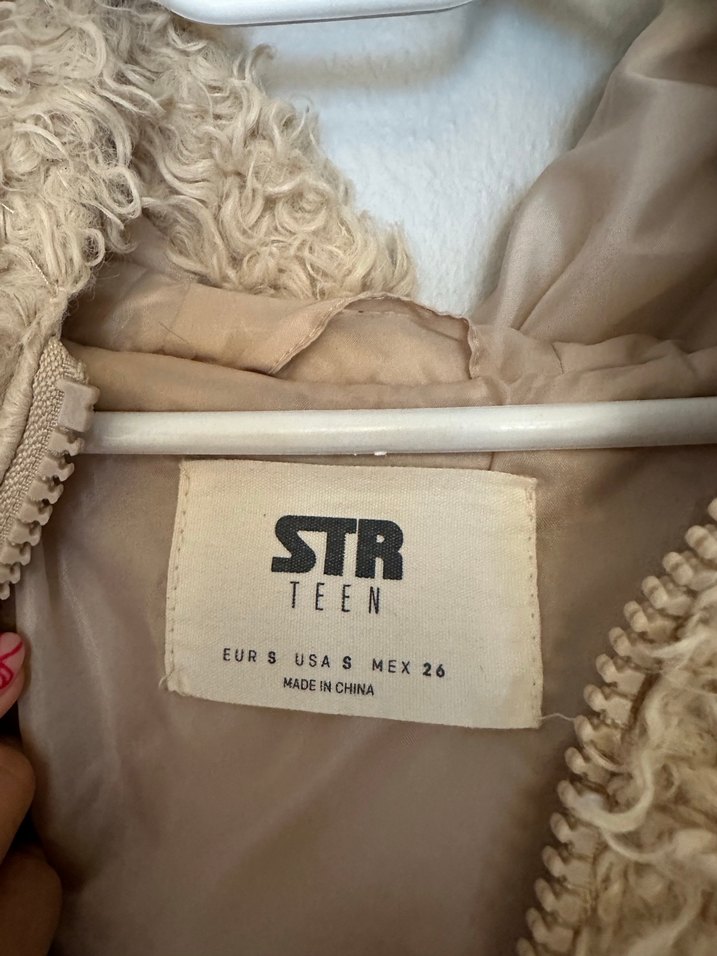 Bej Kapüşonlu Peluş Kadın Ceket - Görsel 2