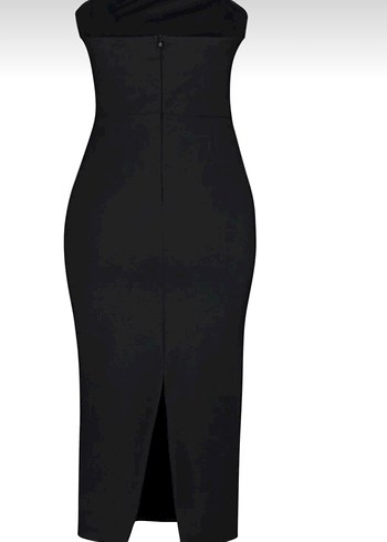 Siyah Taşlı Uzun Straplez Kalem Elbise - Görsel 5