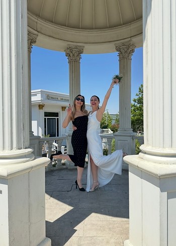 Siyah Taşlı Uzun Straplez Kalem Elbise - Görsel 6