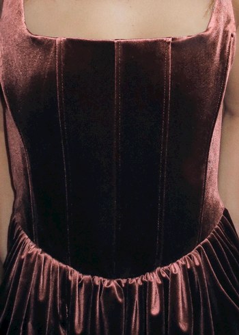 Zara Strappy Korse Detaylı Mürdüm Mini Elbise - Görsel 4