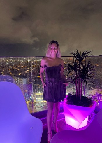 Zara Strappy Korse Detaylı Mürdüm Mini Elbise - Görsel 7