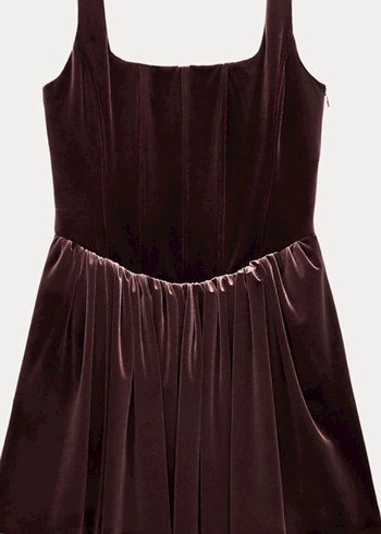 Zara Strappy Korse Detaylı Mürdüm Mini Elbise - Görsel 2